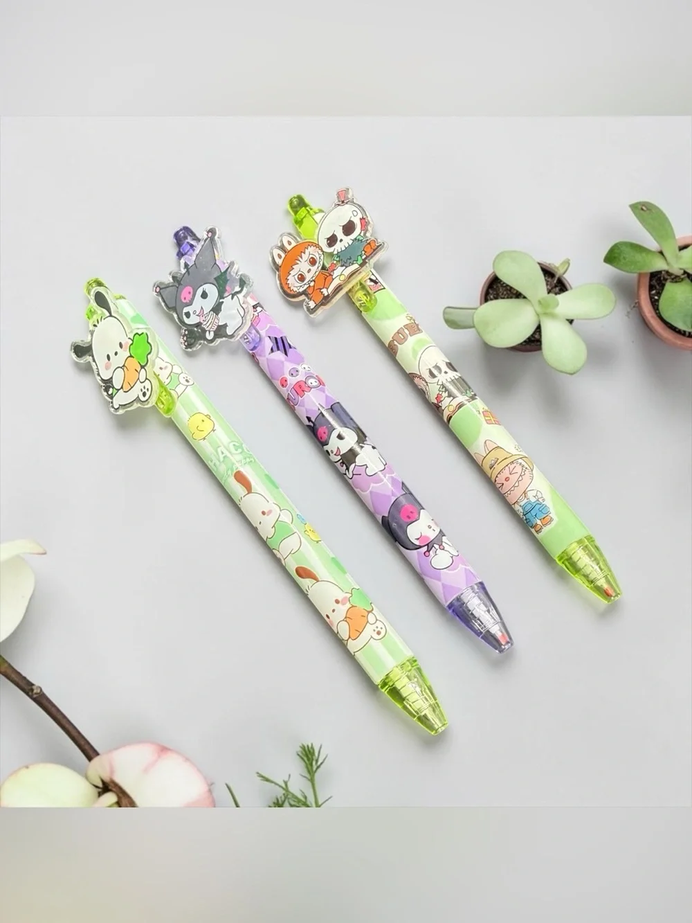 💚Pack of 3 Kuromi, Pochacco, & Labubu Cute Character Pens/NIP💚